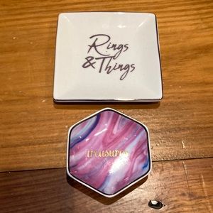 Bundle/2 Trinket Plates "Treasures" "Rings & Things" Ceramic